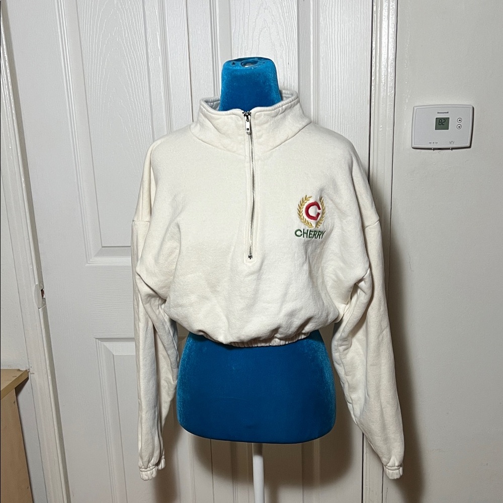Cherry LA Cream Half-Zip Fleece Pullover with Red & Gold Logo